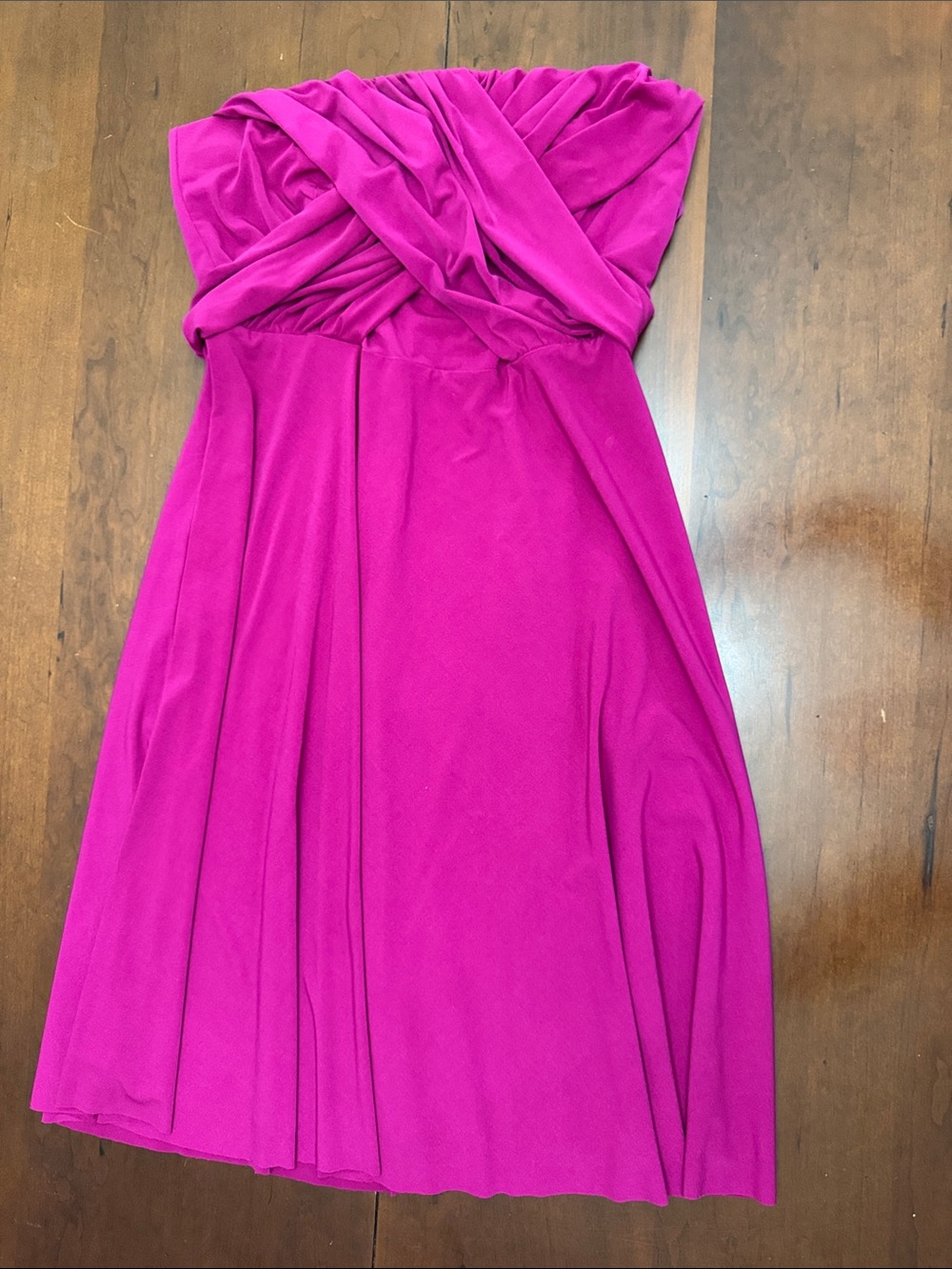 Ann Taylor Strapless Fuchsia Twist-Detail Midi Dress